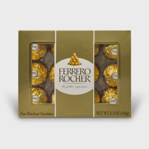 Ferrero Rocher Fine Hazelnut Milk Chocolate, 12 Count, Chocolate Candy Gift Box, 5.3 oz